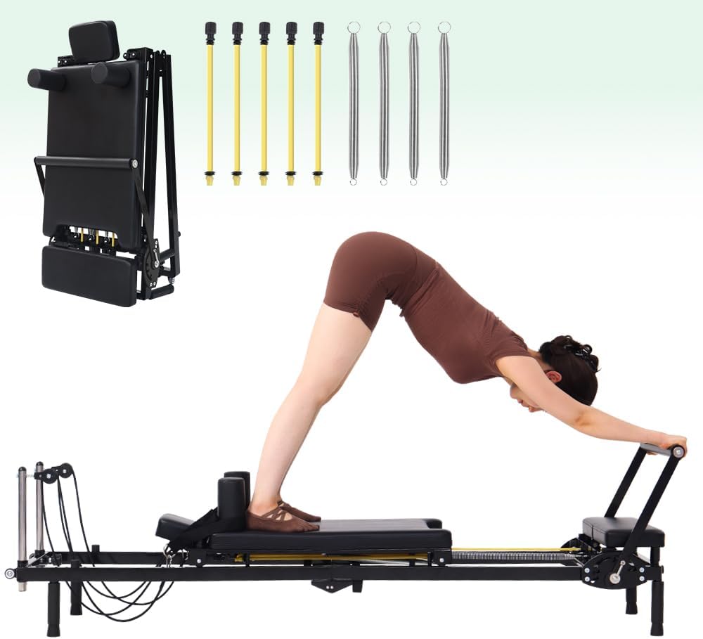Home Gym Foldable - Mesin Pilates Reformer Lipat, 2-in-1 dengan