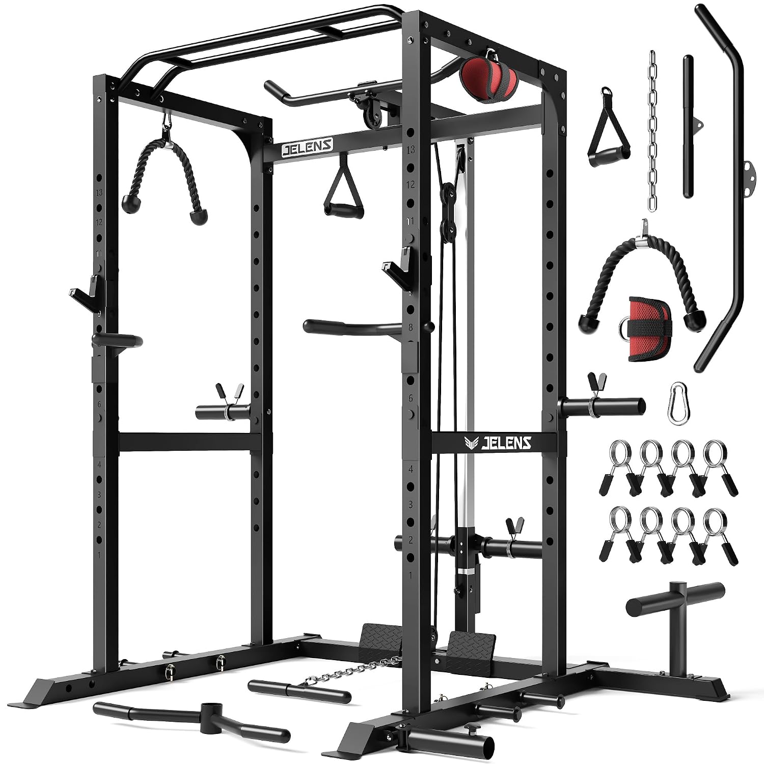 Home Gym Rack With Cables - Rak Kekuatan Multi-Fungsi dengan Kabel Crossover