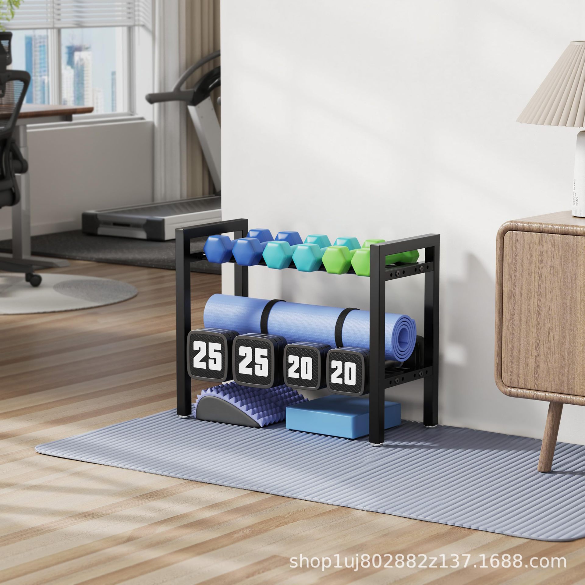 Home Gym Organization - Rak Dumbbell Logam yang Dapat Disesuaikan,