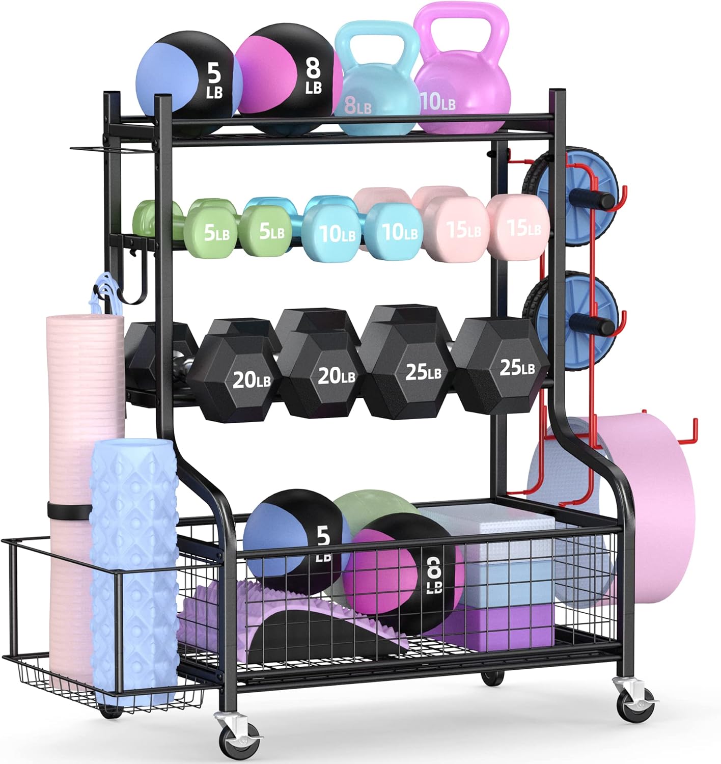 Home Gym Dumbbells - Rak Dumbbell Gym Rumahan dengan Roda,