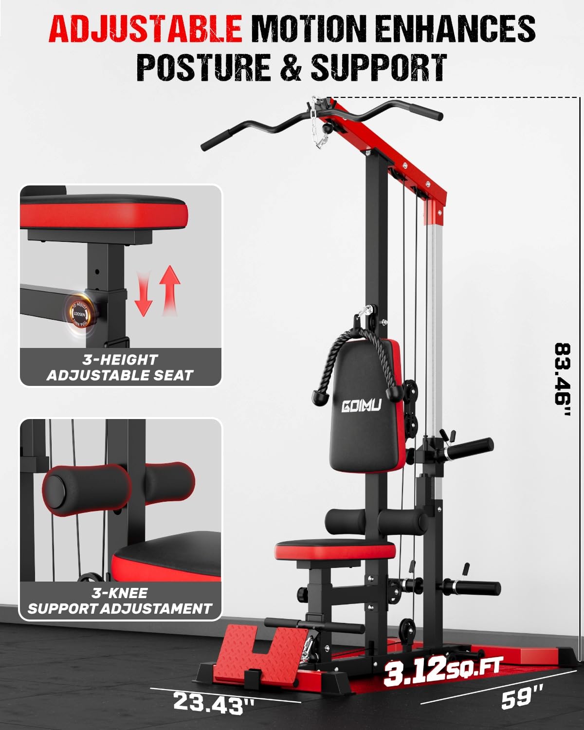 Mesin Kabel LAT Pulldown & Row - Home Gym Lat Pulldown ulasan dan harga