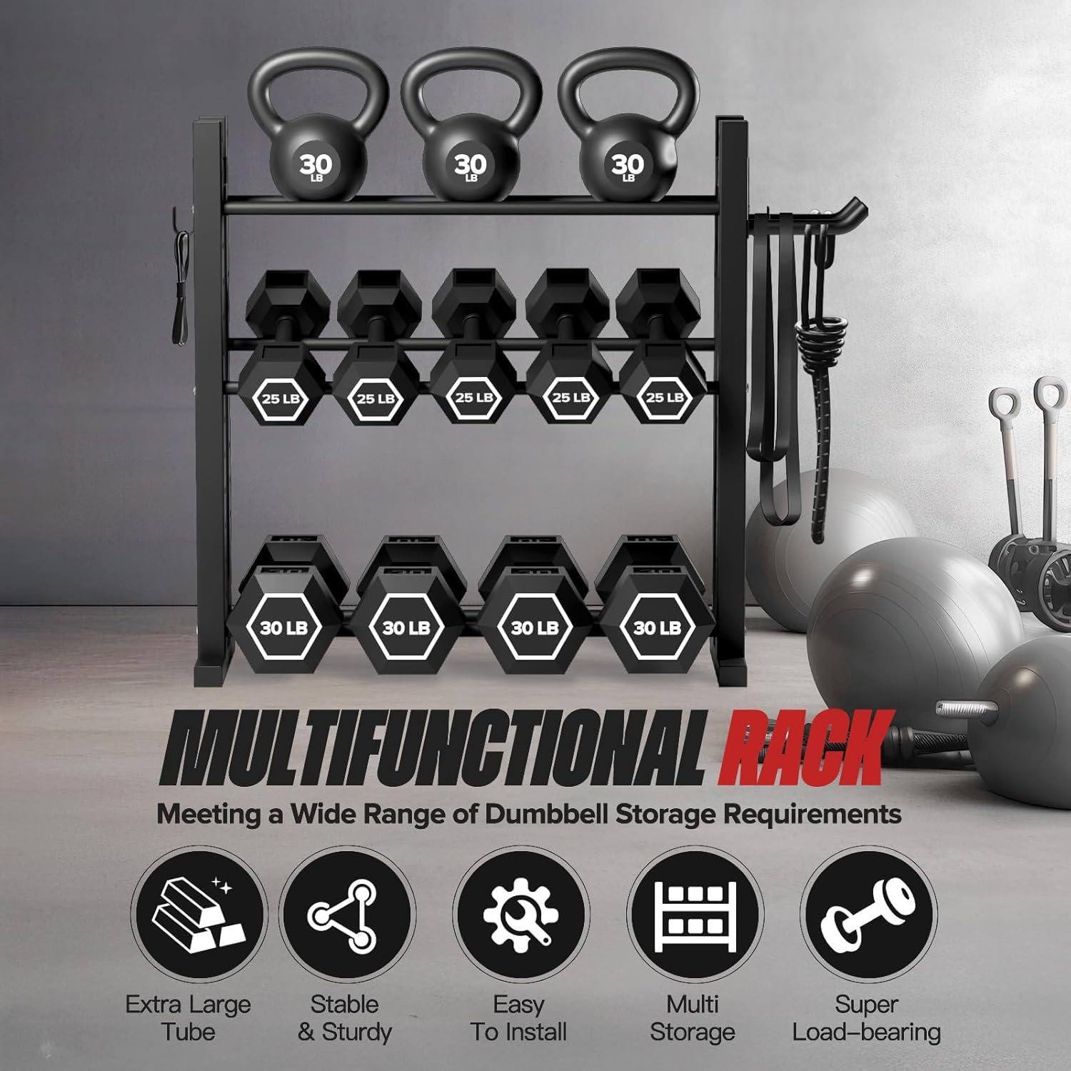 Rak Dumbbell 3 Tingkat untuk P - Home Gym Dumbbells ulasan dan harga