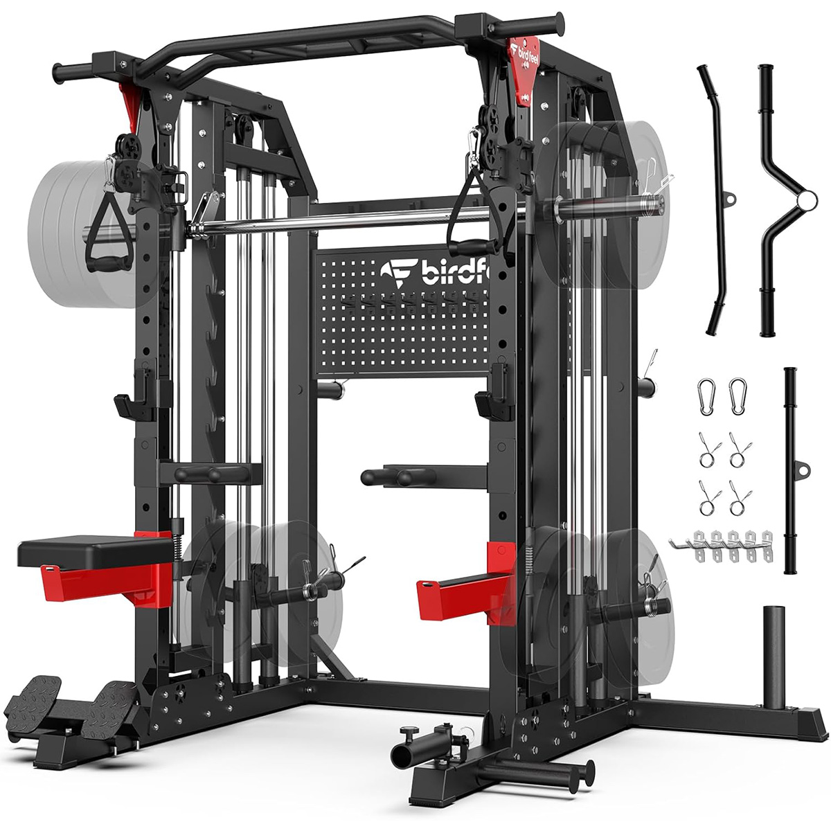 Pooboo Power Cage Multi-Fungsi - Home Gym Rack With Cables ulasan dan harga