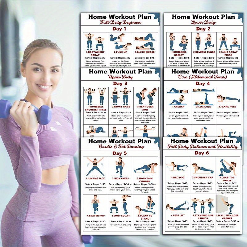 6 buah Papan Grafik Kebugaran  - Workout Plan Home Gym ulasan dan harga