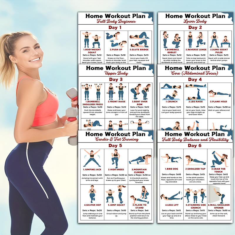 6 buah Papan Grafik Kebugaran  - Workout Plan Home Gym ulasan dan harga